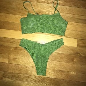 Green ruched bikini